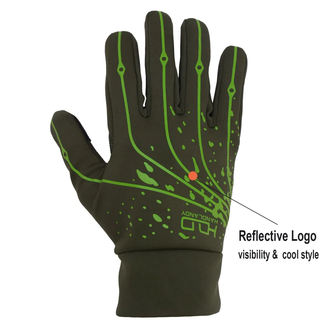 Prisafety Green Lightweight Silicone Coating Palm Cycling Gloves Touch Screen Outdoor Sport Gloves for Men Women